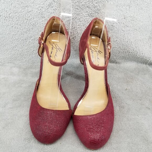 Badgley Mischka Shoes Womens 6 Red Suede Dancing Ankle Strap Heels Rockabilly - Picture 3 of 12